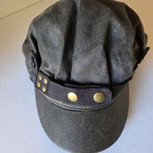 BCBGMaxAzria Gray Hat with Gold Details